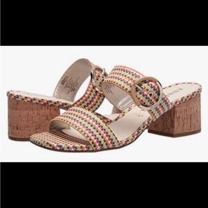 Anne Klein Brown Woven‎ Block Heel Sandals